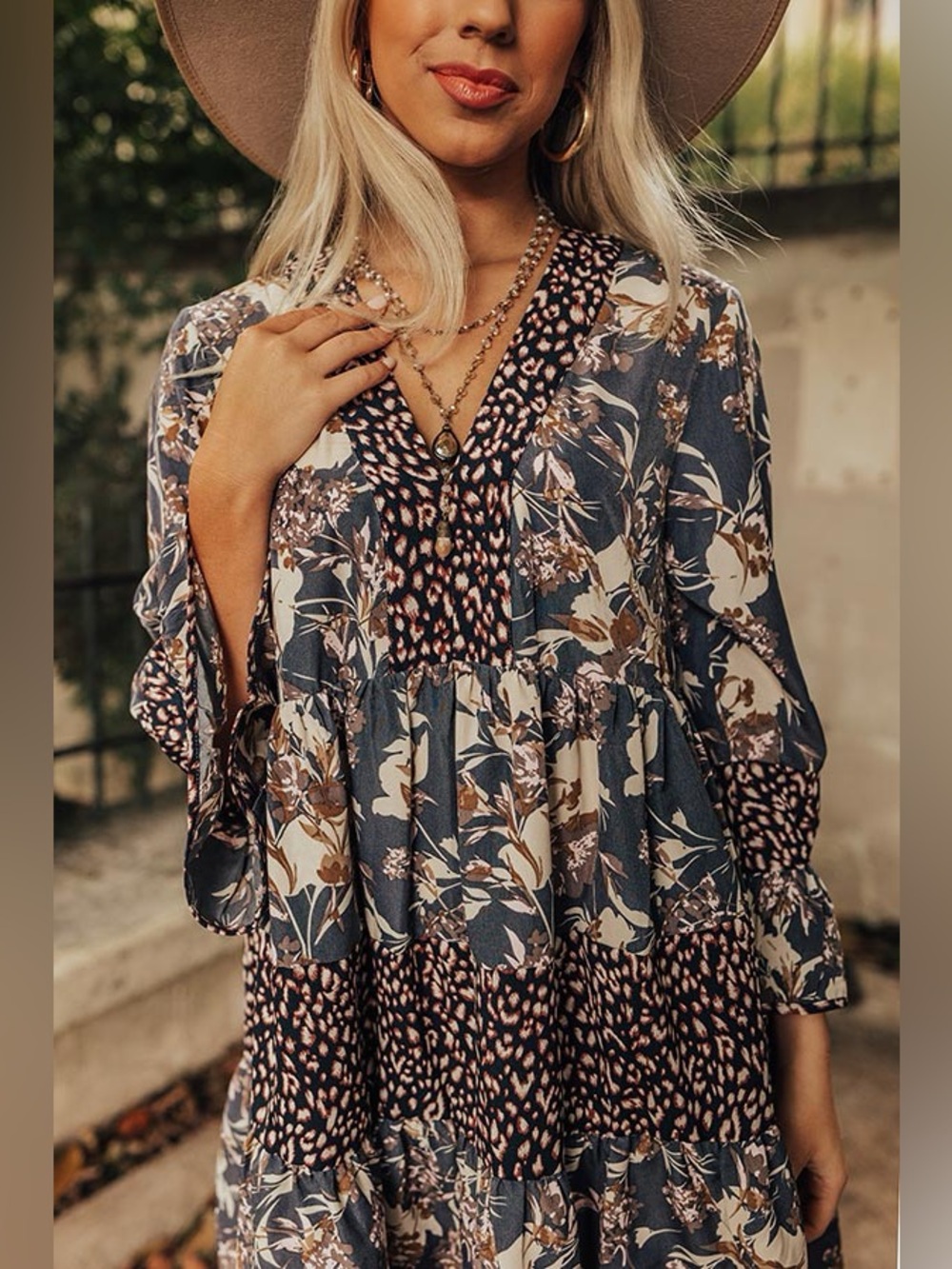 Entro mixed pattern flowy dress - S